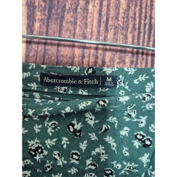 Abercrombie & Fitch Sz M Floral Green Ruffle Wrap Midi Skirt Modest Romantic - Picture 7 of 7